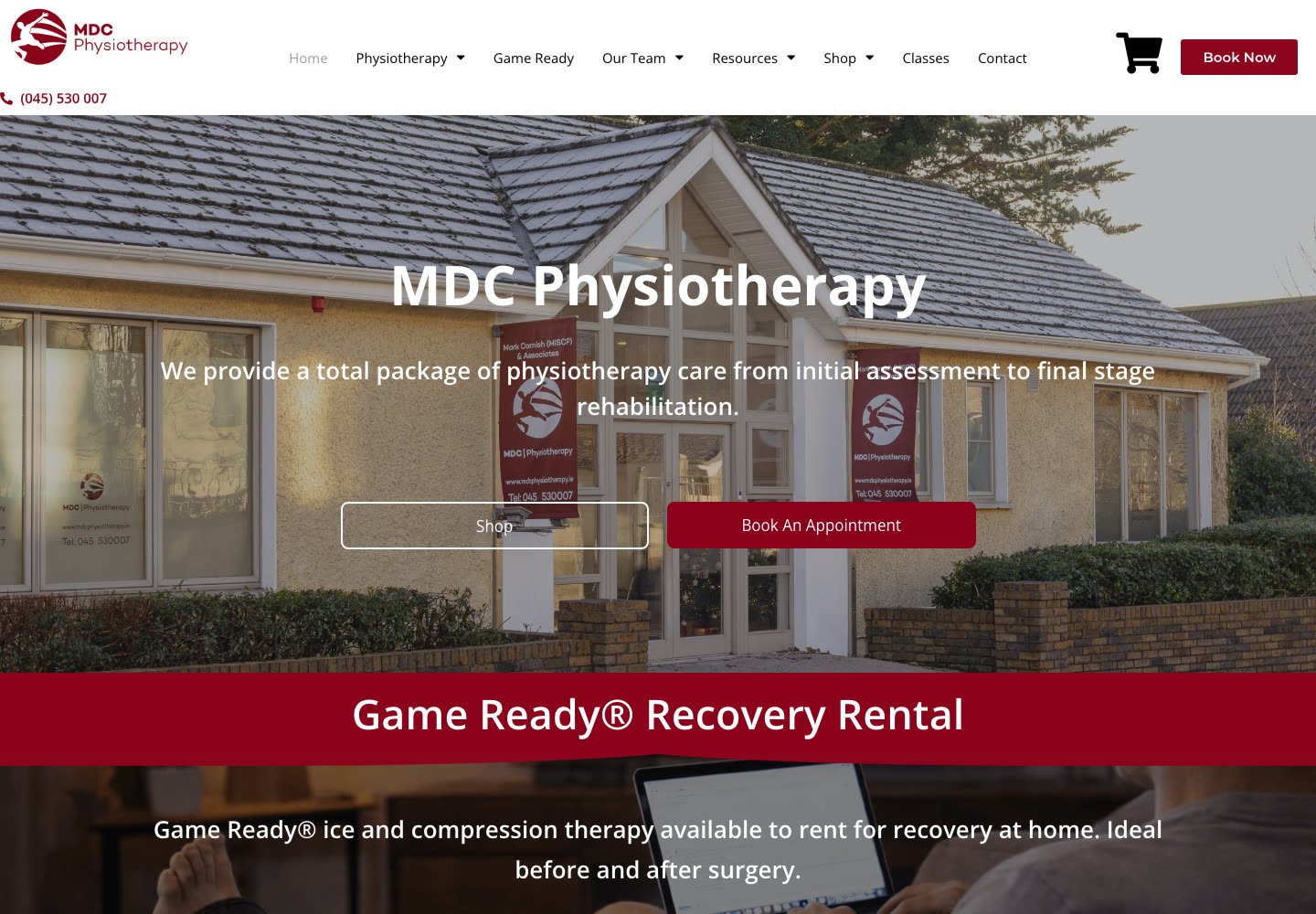 MDC Physiotherapy website designed by Laois Web Design, clinic with online booking