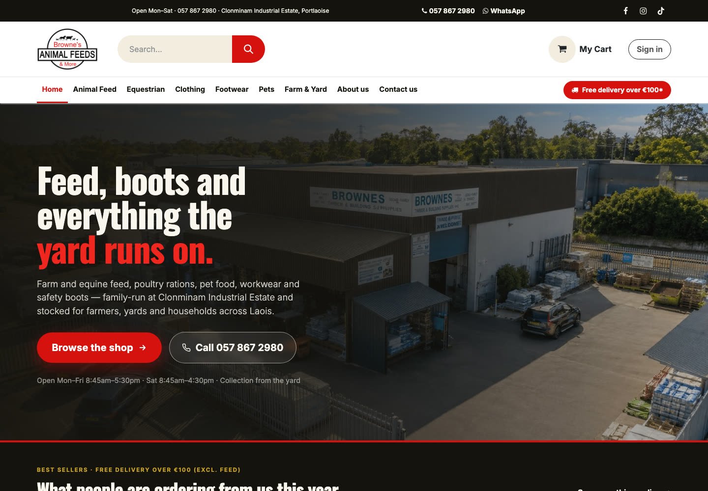 BAF and Supplies Portlaoise, full online store for Browne's Animal Feeds built by Laois Web Design