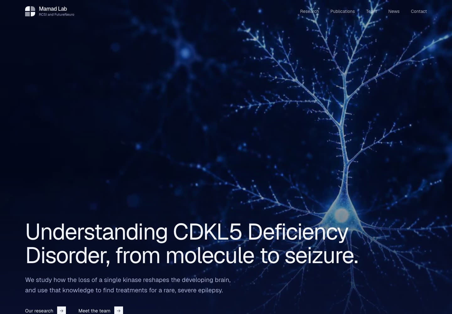 Mamad Lab research website for RCSI and FutureNeuro built by Laois Web Design
